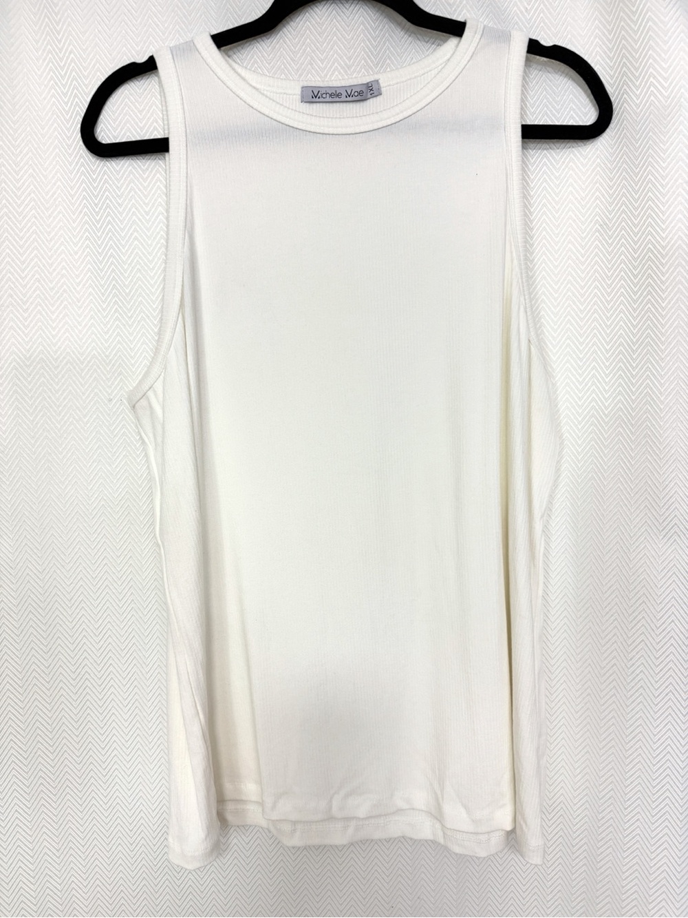 Michelle Mae Ribbed White Tank Top Size 1XL